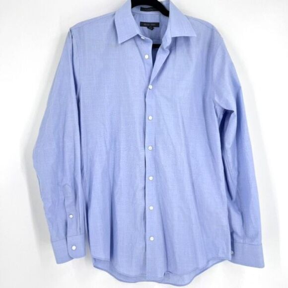 Men's Dress Shirt Plaid Long Sleeve Classic Trim Fit Button Down  Blue Size 34-3 - Picture 1 of 8